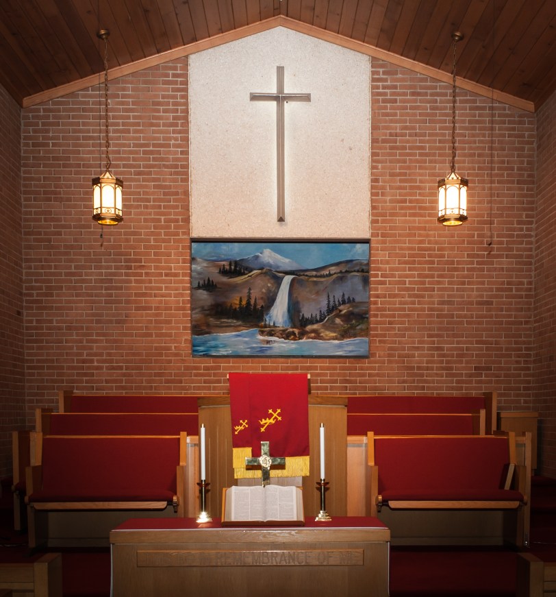 Baptistry painting view from congregation