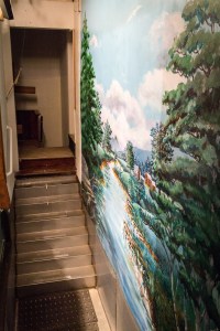 Bethany Baptist Church baptistry painting view from steps on rig