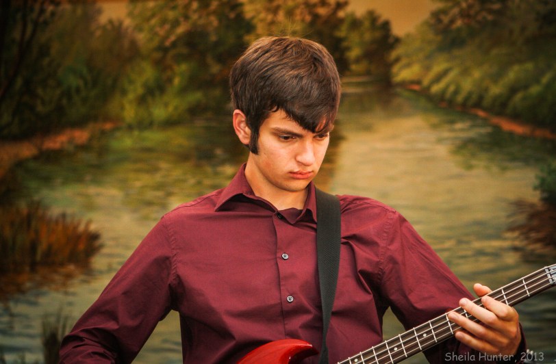 Daniel playing bass at Wakefield Baptist Church
