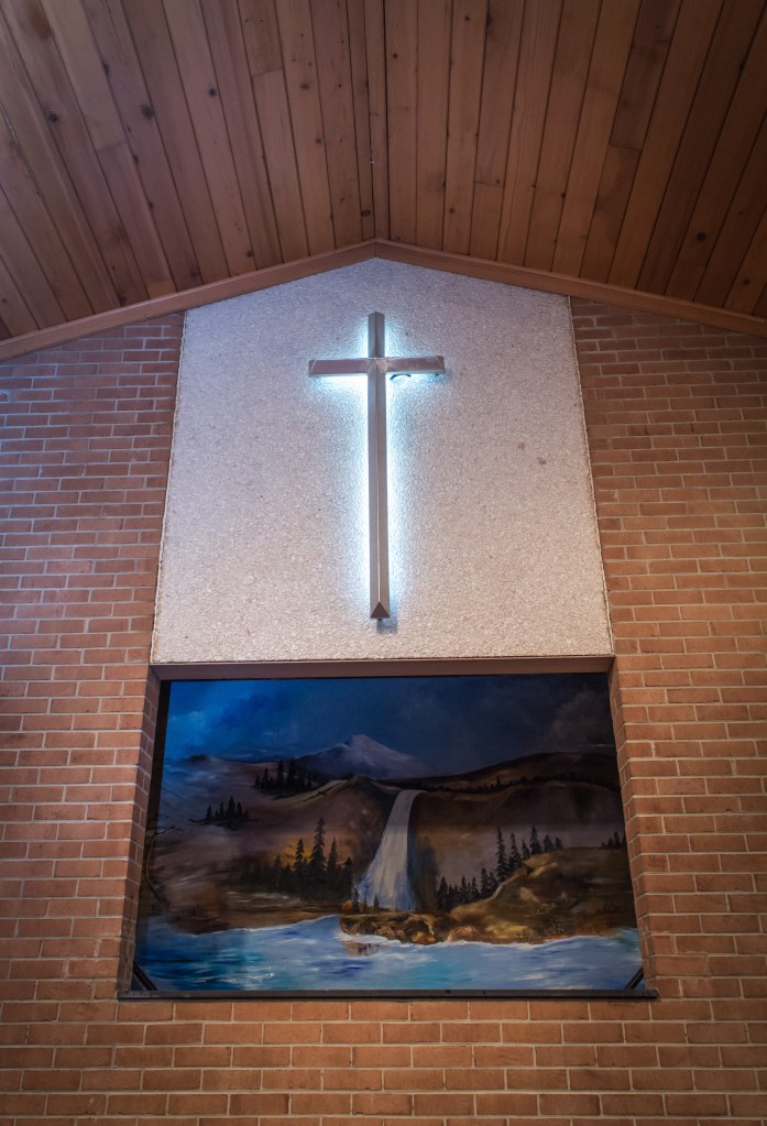 Looking up at the baptistry painting at UCMBC