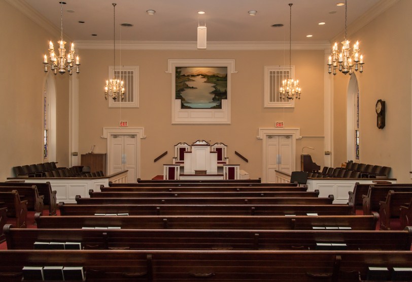 Jersey Baptist Church baptistry from the rear